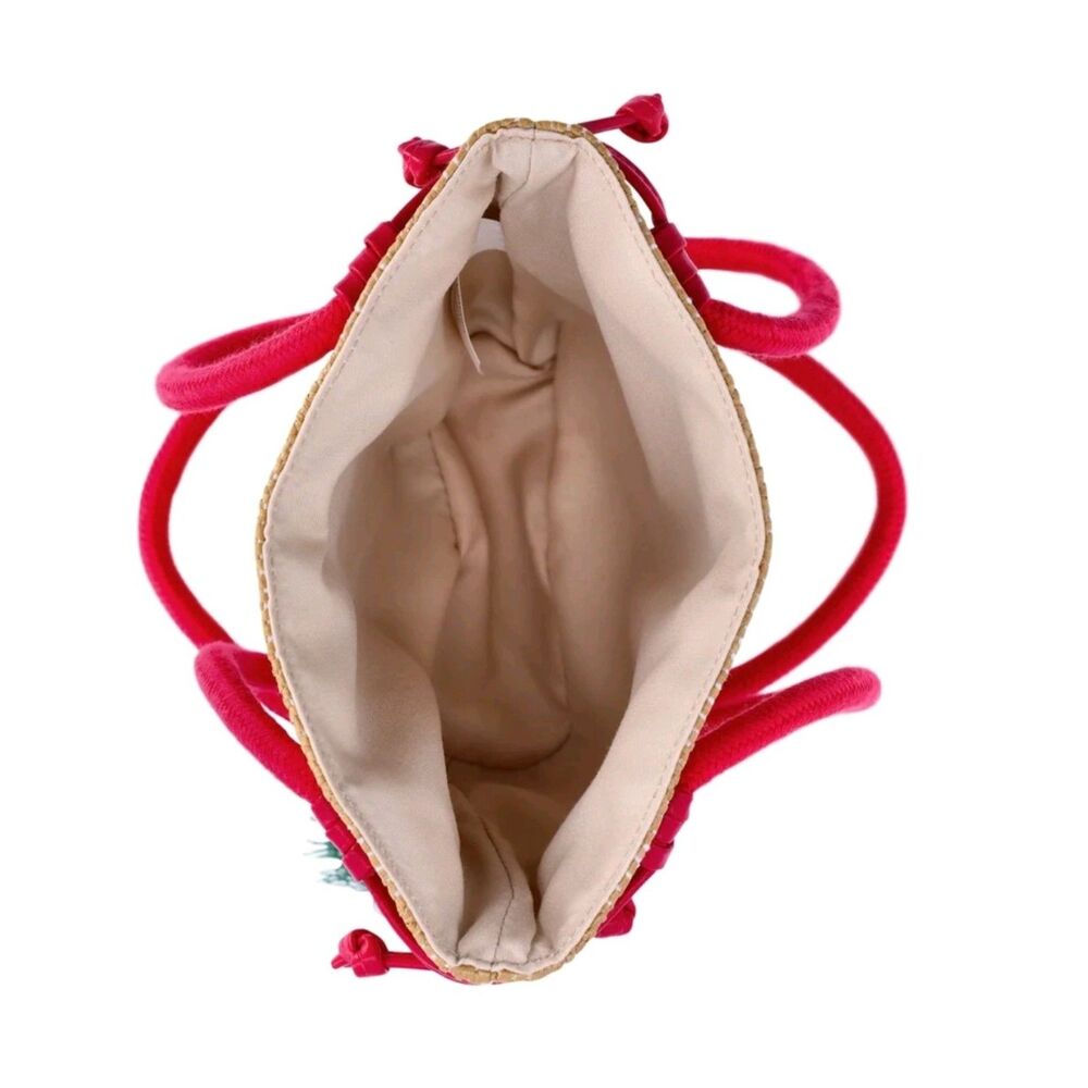 Wonder Nation Girls Strawberry Straw Crossbody Bag, red color